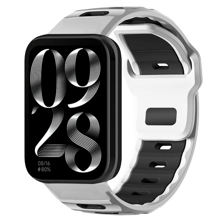 For Xiaomi Band 9 Pro / Redmi Watch 6 / 5 xDfind Flat-head Dual-color Silicone Watch Band(White+Black)