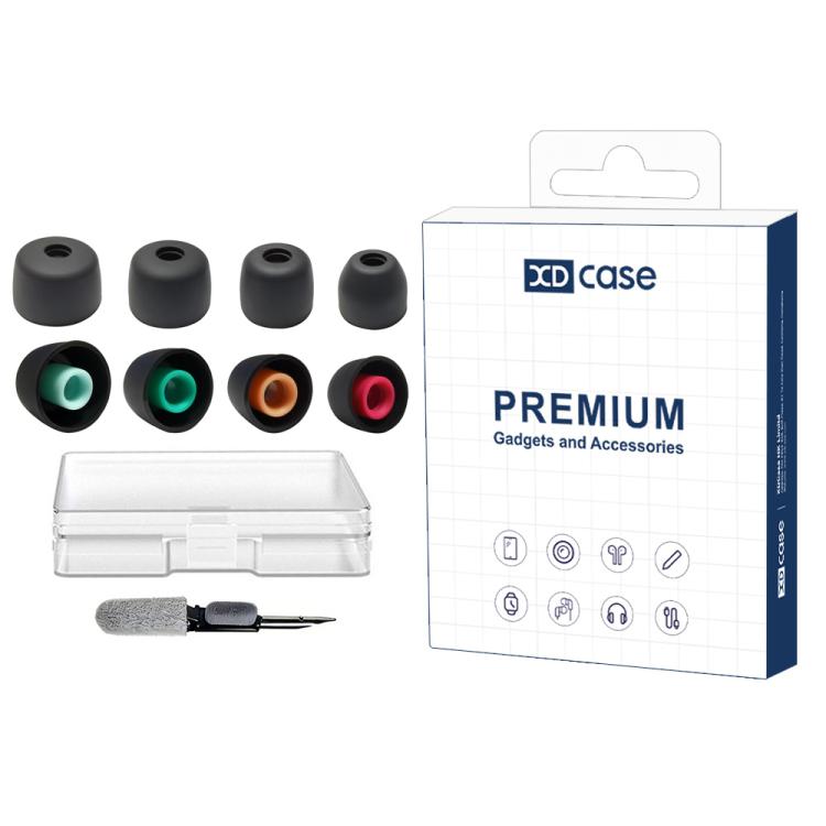 For Sony WF-1000XM5 XDcase 4 Pairs Replacement Silicone Ear Tips Kit, XS/S/M/L Size(Black)