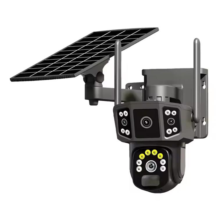 V380 Pro 3MP Panoramic Dual Lens Wireless WiFi Solar Powered Surveillance Camera(Black)