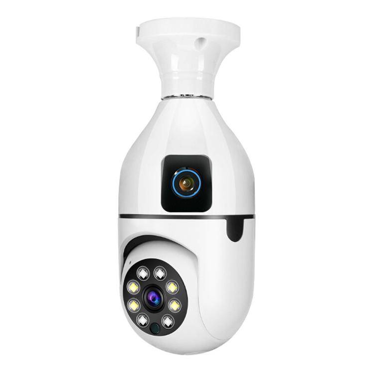 V380 Pro 4MP Full-Color Dual-Lens 2.4GHz WiFi Wireless E27 Socket Bulb Night Vision PTZ Camera(White)