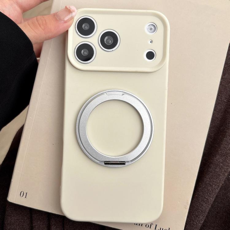 For iPhone 17 Pro Max Stress Relief Holder Magnetic Fine Hole Silicone Phone Case(White)