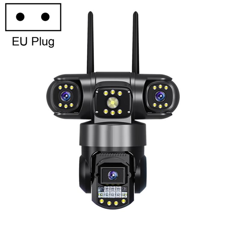 V380 3MP HD Panoramic 360 Degrees Triple Lens Wireless WiFi Surveillance Camera, EU Plug(Black)