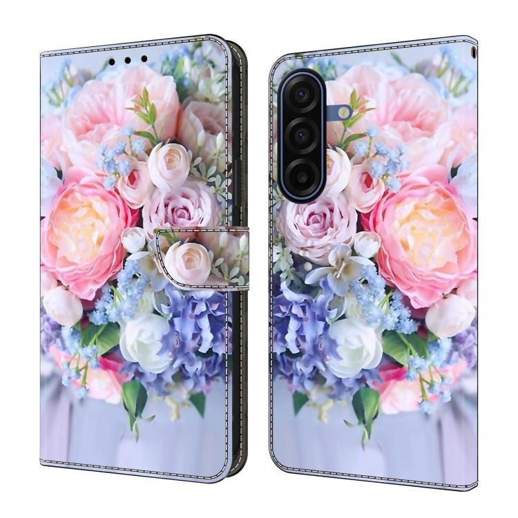 For Samsung Galaxy A17 5G / 4G Crystal-Like Painted Vegan Leather Phone Case(Colorful Flowers)