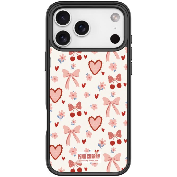 For iPhone 17 Pro Max Pink Lover Pattern Magnetic Phone Case(Black)