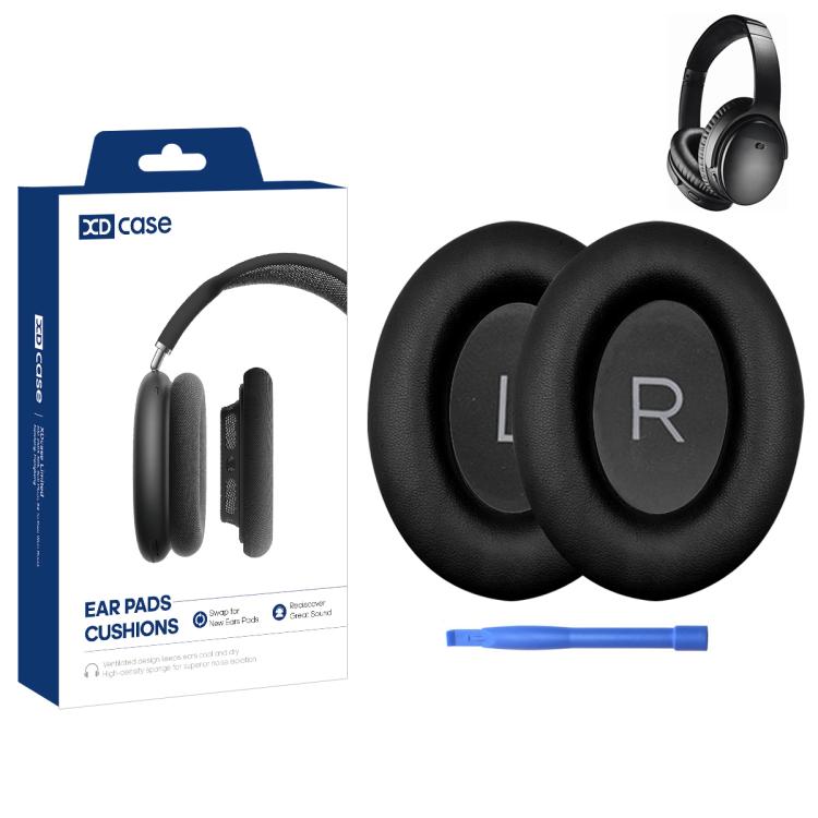 For Bose QC35 / QC35 II XDcase 1 Pair Protein Leather Headset Replacement Ear Pads with Prying Tool(Black)