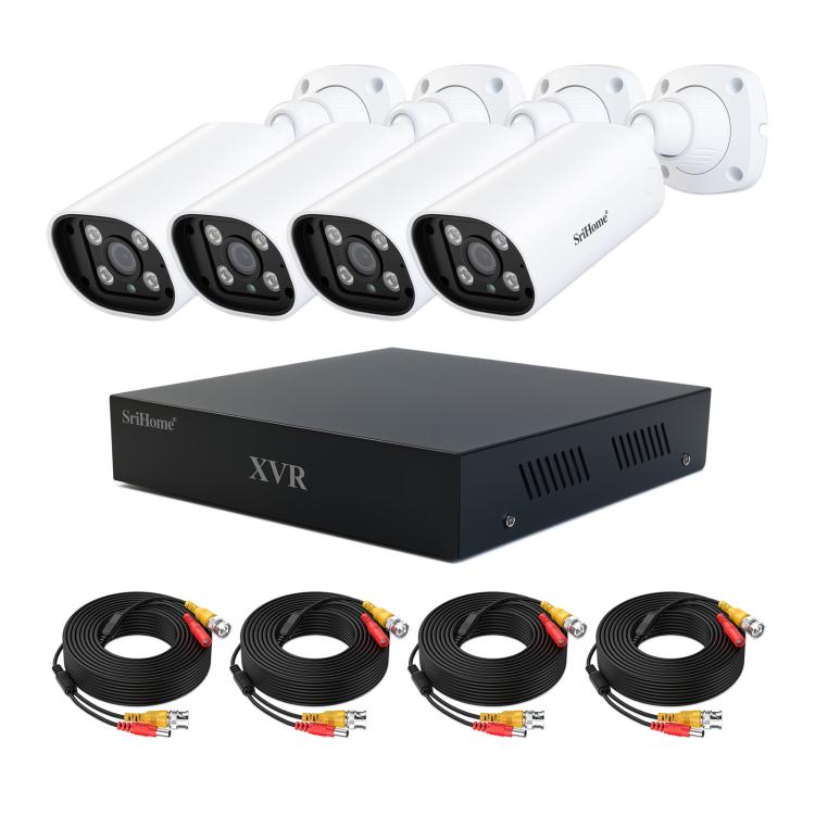 SriHome NVS007-AHD006B 2MP HD 4-CH XVR NVR Camera Network Video Recorder Kit(EU Plug)