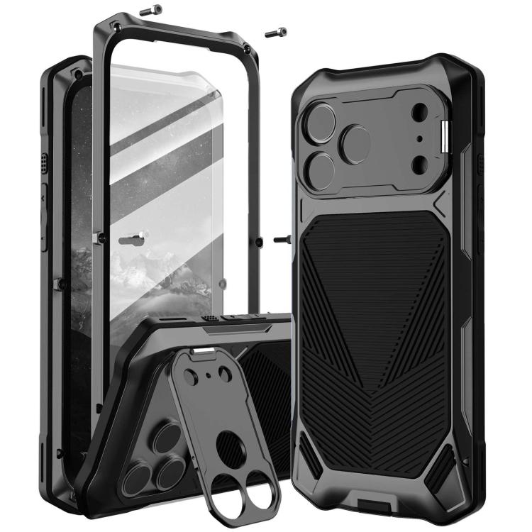 For iPhone 18 Pro Metal Armor Construction IP65 Waterproof Magnetic Phone Case(Black)