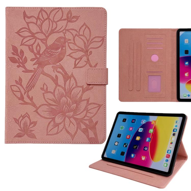 For iPad Air 13 2026 / 2025 / 2024 Magpie Embossed Vegan Leather Smart Tablet Case(Cherry Pink)