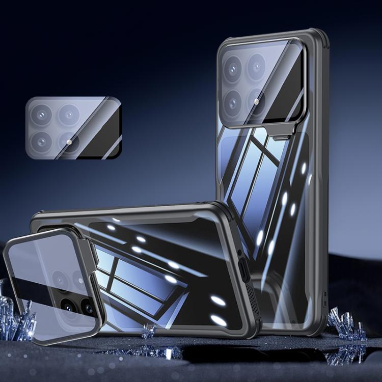 For Redmi K90 Blade Transparent Full Coverage Lens Holder Shockproof Phone Case(Graphite Black)