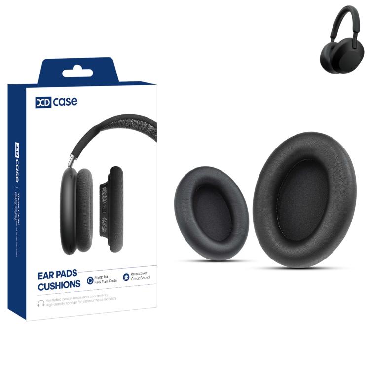 For Sony WH-1000XM5 XDcase 1 Pair Protein Leather Headset Replacement Ear Pads with Prying Tool(Black)