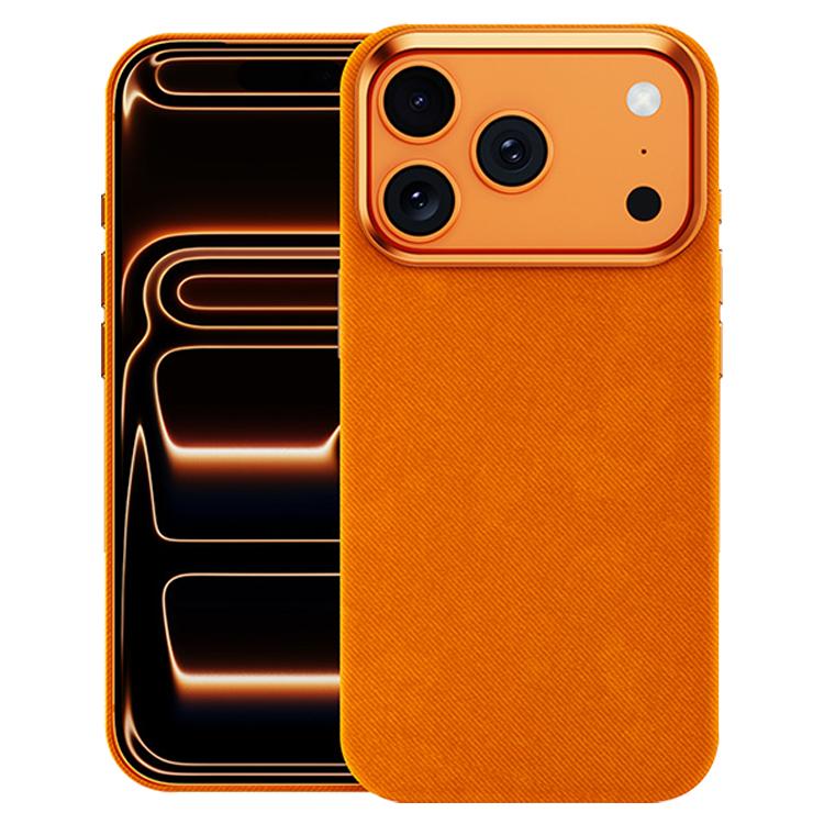 For iPhone 17 Pro Max Flannel Textured Magnetic Full Coverage Phone Case(Orange)