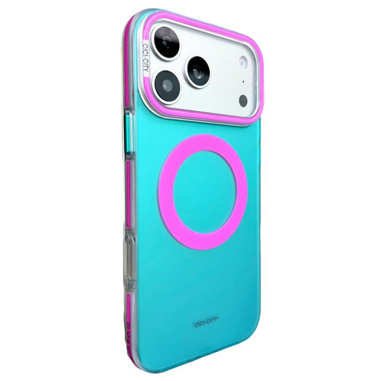 For iPhone 17 Pro Max CICI-CITY Vibrant Contrast Color IMD Magnetic Phone Case(Blue Pink)