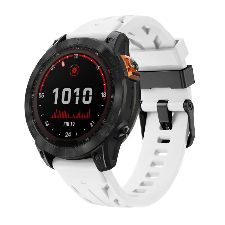 For Garmin 26mm Black Pin Buckle Silicone Watch Band(White)