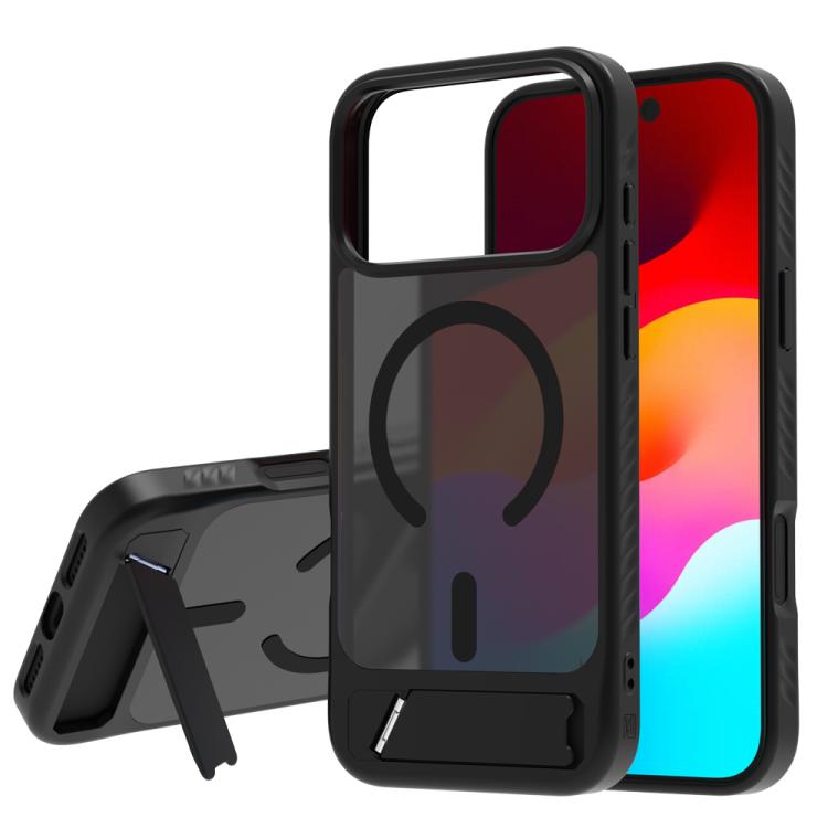 For iPhone 17 Pro Max LeReach Le-Chic Series Hidden Kickstand C-Shaped Magnetic Phone Case(Black)