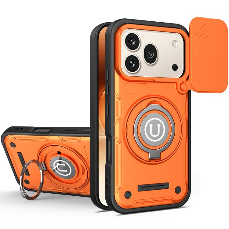 For Honor 600 / 600 Pro Global Sliding Camshield Holder Magnetic Phone Case(Orange)