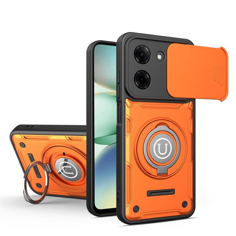 For Redmi Turbo 5 / Xiaomi Poco X8 Pro 5G Sliding Camshield Holder Magnetic Phone Case(Orange)