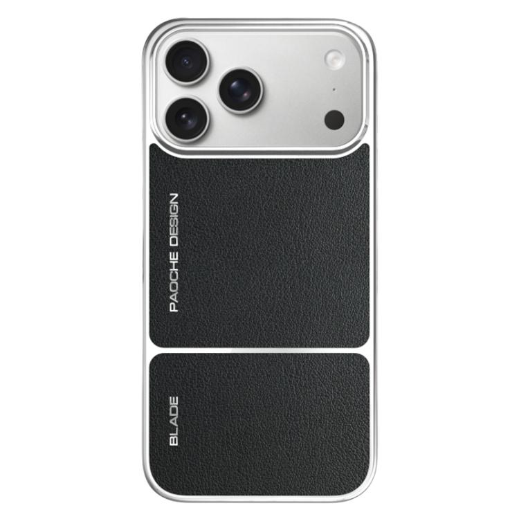 For iPhone 17 Pro Max Electroplated Magnetic PC Hybrid PU Phone Case(Black)