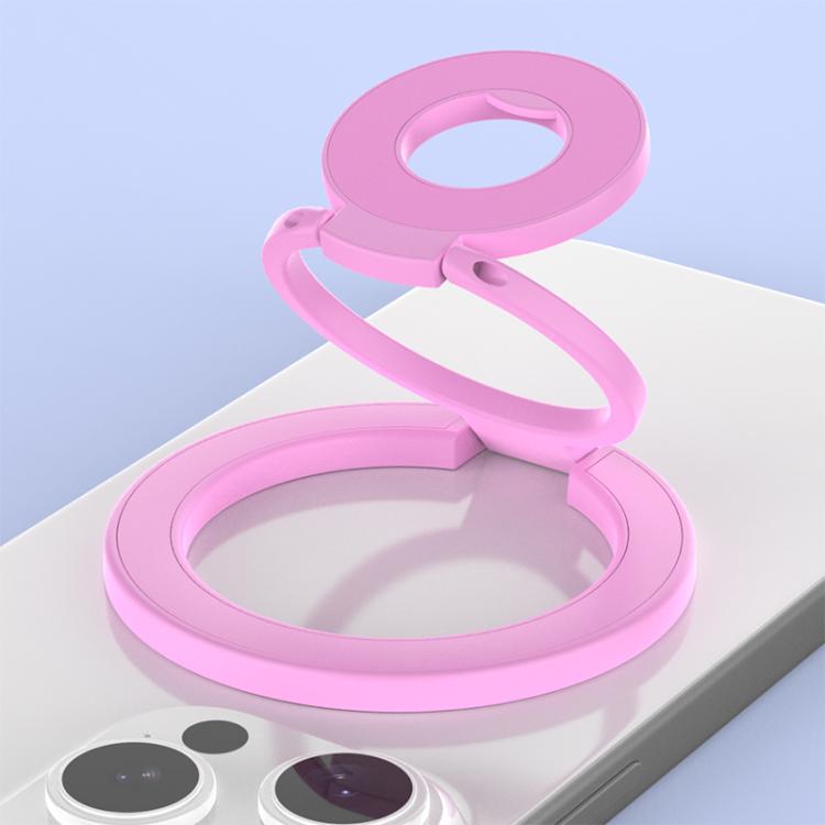 Colorful Design Multi-Functional 360 Degree Rotation Ring Buckle Magnetic Phone Holder(Pink)