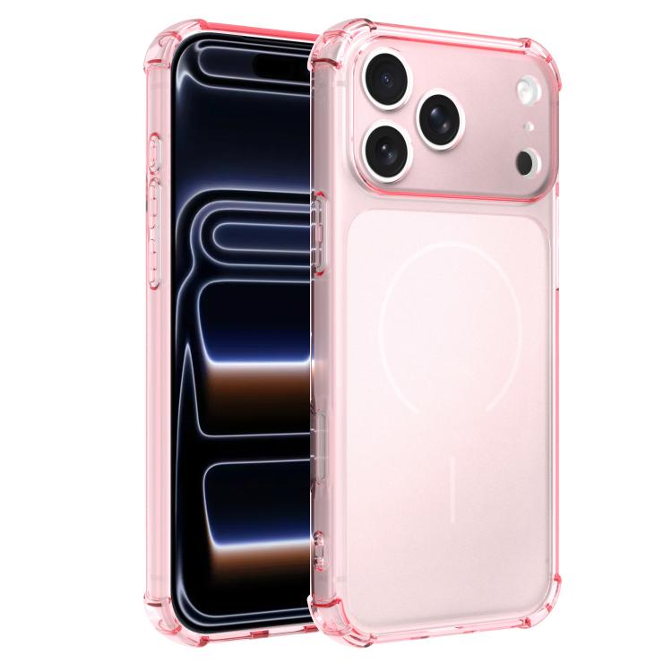 For iPhone 17 Pro Max Transforms Into 17 Large Window Frosted Airbag Shockproof TPU Phone Case(Pink)