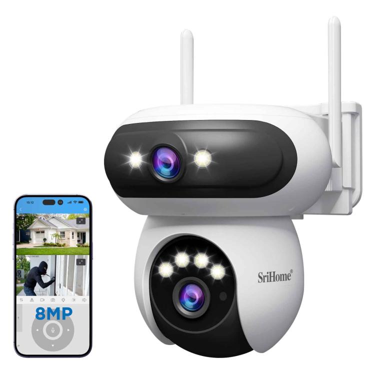 Srihome SH062 8MP Binocular Outdoor Auto-Tracking Wireless WiFi Security Camera(EU Plug)