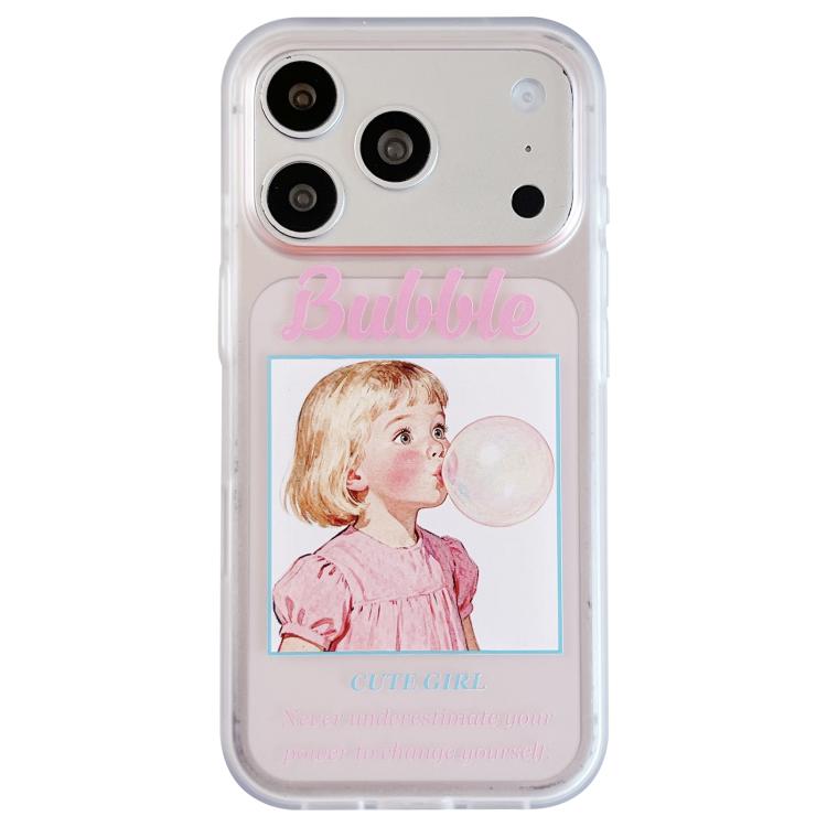 For iPhone 17 Pro Max Bubble Cute Couple Pic TPU Phone Case(Girl)