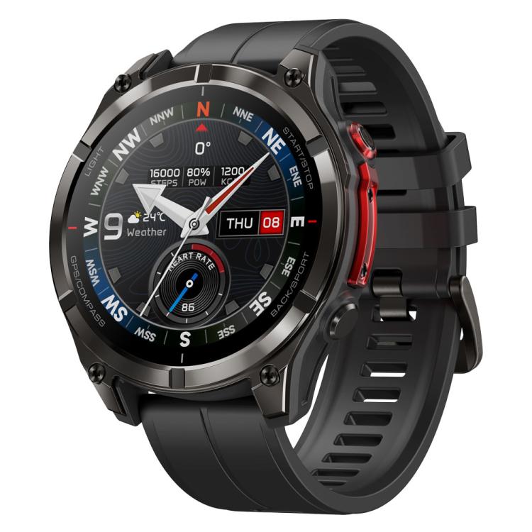 Zeblaze Stratos 4 Pro Rugged Outdoor GPS Smart Watch 1.43 inch Screen 5 ATM & IP69K Built-in Flashlight(Black)