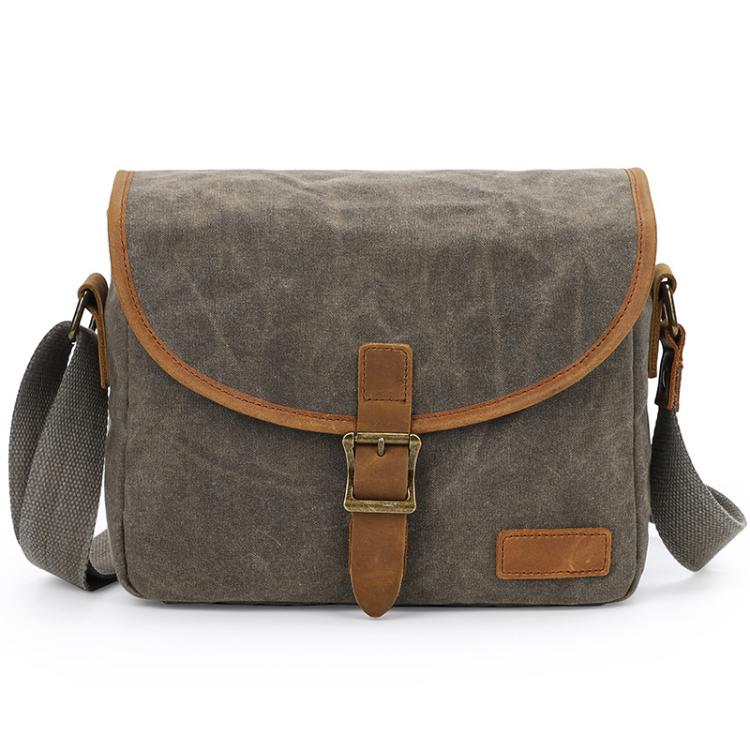Canvas DSLR Camera Messenger Bag Shockproof Large Capacity Bag, Size:27 x 20 x 13cm(Army Green)