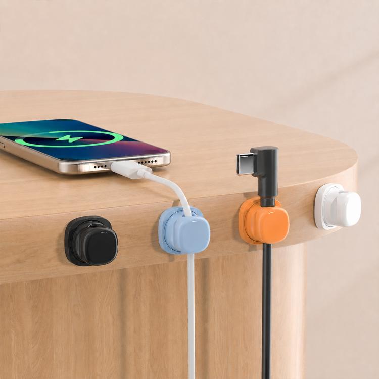 4pcs Rotatable Spring Cable Organizer Wall-Mounted Data Cable Holder(White+Black+Blue+Orange)