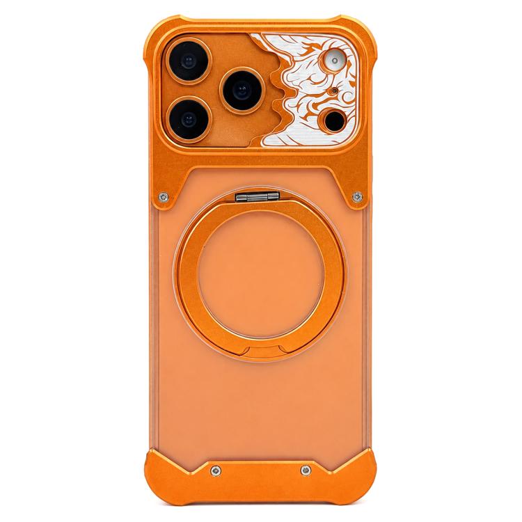 For iPhone 17 Pro Max Horse-face Frosted PC 360 Holder Magnetic Phone Case(Orange)