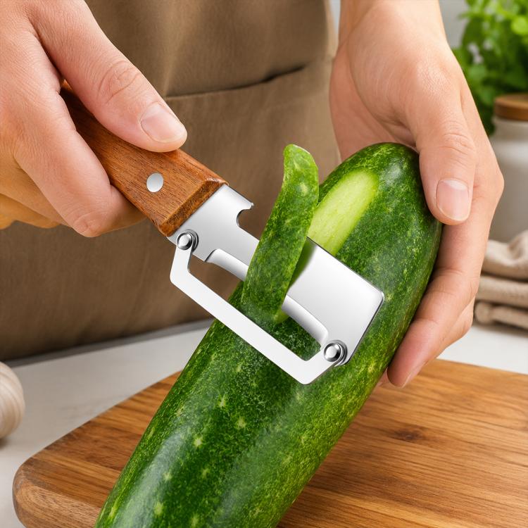 LsCook Household Multifunctional Fruit Vegetables Peeler(Wooden Handle)