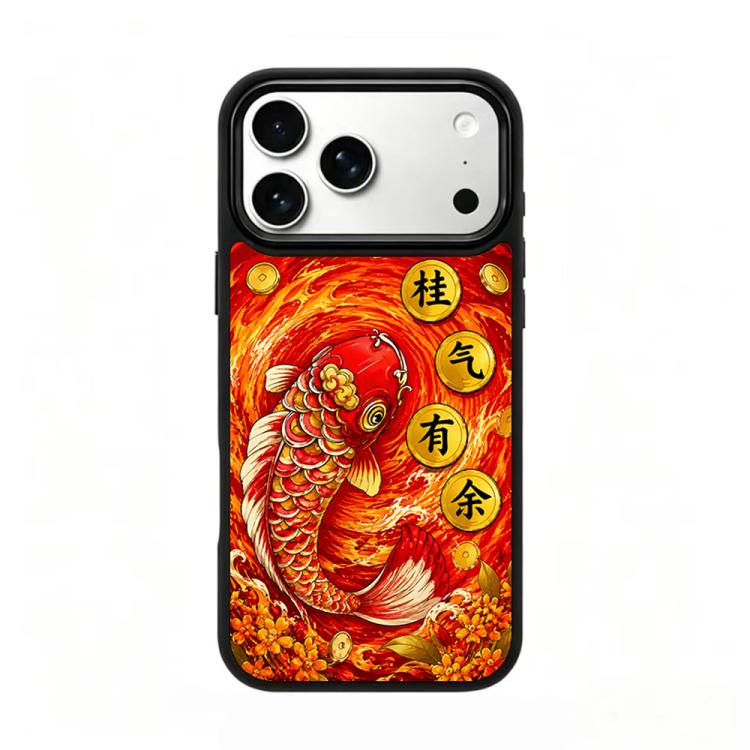 For iPhone 17 Pro Max Fire Series PC Silicone Magnetic Phone Case(Fire Koi)