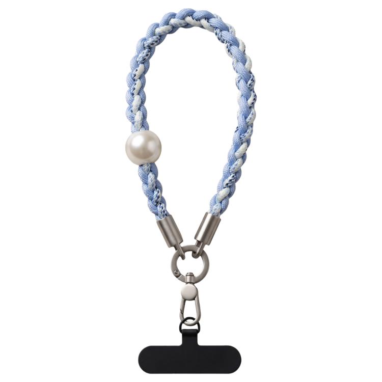 Braided Twist-Style Wrist Strap Phone Lanyard with Tether Pad for Women Girls(Light Blue)