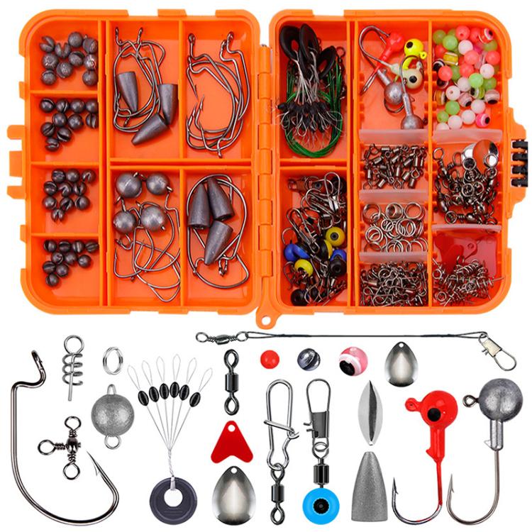 257pcs Lure Hook Accessory Set for Sea Fishing Rock Fishing(Orange)