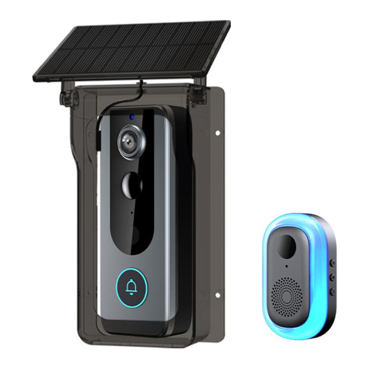M20 HD Night Vision Wireless Two-Way Intercom Video Doorbell with Solar Power Rainproof Cover(Black)