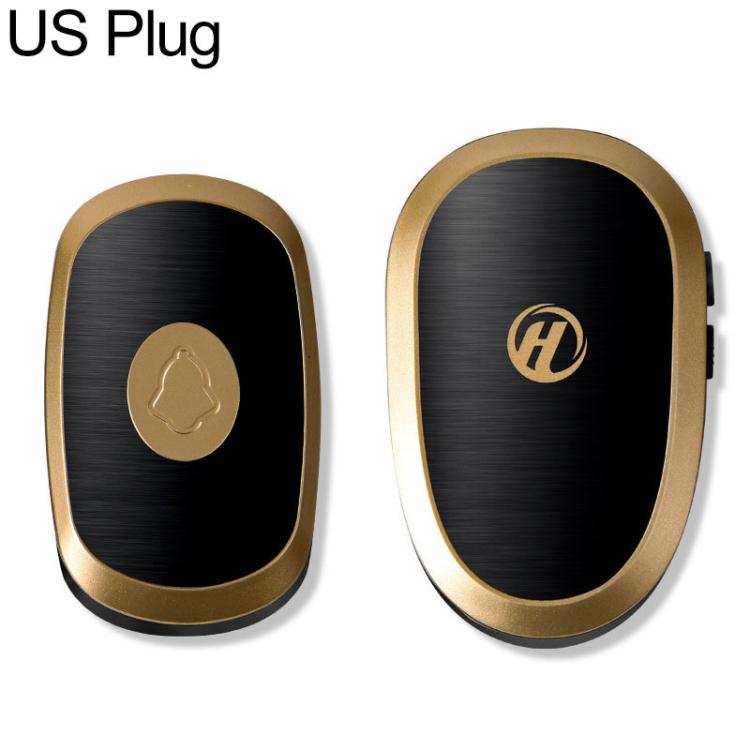 XY-801 Smart Long-distance Elderly Wireless Music Doorbell, Power Plug:US Plug(Black Gold)
