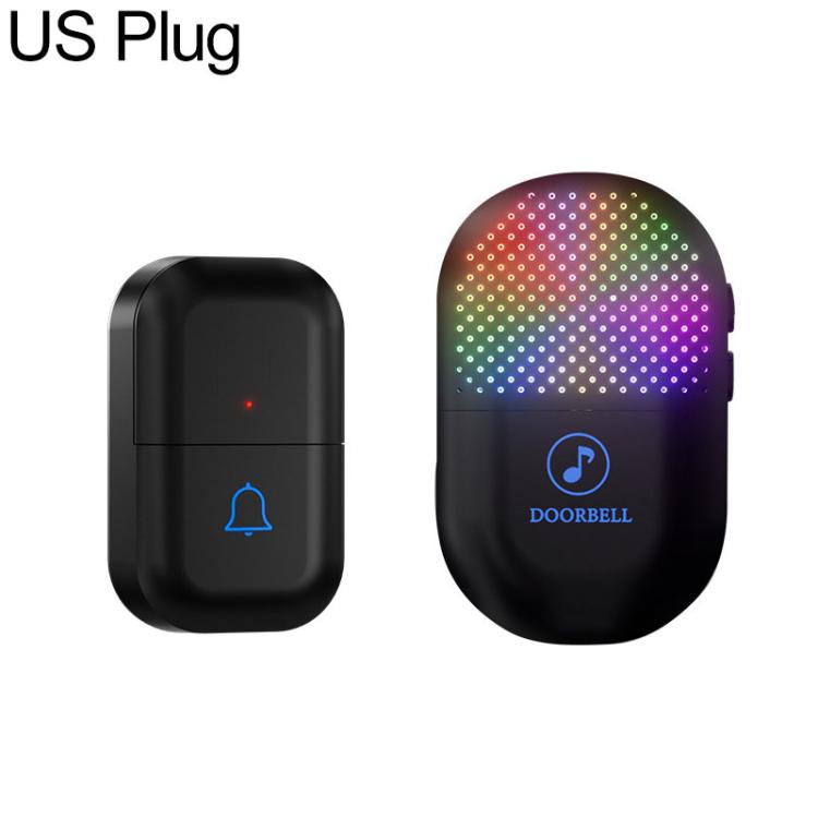 XY-802 Smart Home Wireless Doorbell 433Hz Elderly Wireless Elderly and Patients Emergency Call Button, Power Plug:US Plug(Black)