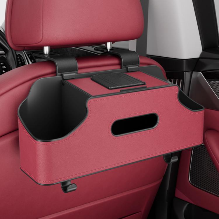 Car Seat Back Hanging Tissue Multifunctional Storage Box Water Cup Holder(Red)