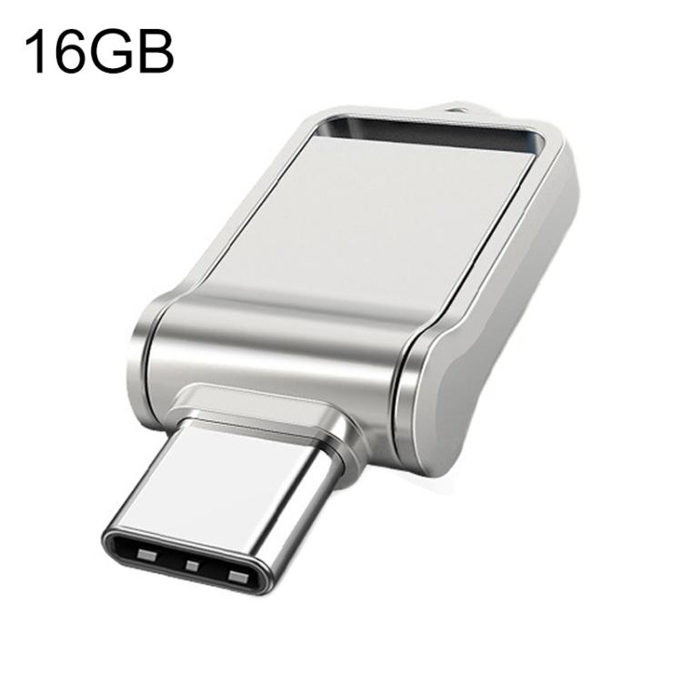 16GB USB 3.0 Type-C High Speed Mini Computer & Phone Dual-purpose Rotary U Disk(Silver)