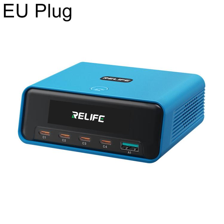 RELIFE Q8 165W GaN Intelligent Multi-Port Digital Display Charger, Plug:EU Plug(Blue)