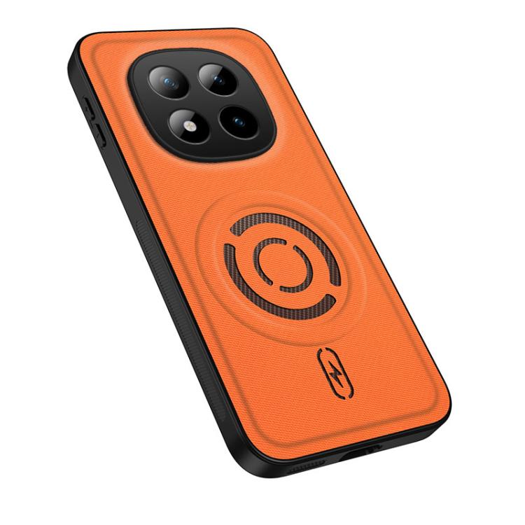 For Redmi Note 15 Pro+ 5G Global 163.3mm WANLONFENG Tech Fabric Texture Magnetic PC Hybrid TPU Phone Case(Orange)