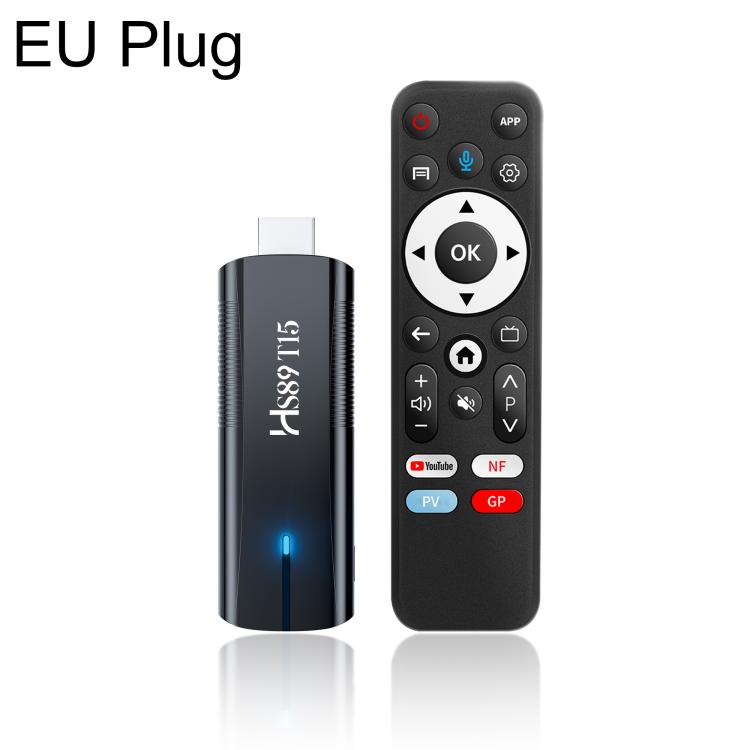 HS89 T15 Android 14 Mini HD TV Stick with Remote Control, 2GB+16GB, RK3539 Cortex-A55 Quad-Core(EU Plug)