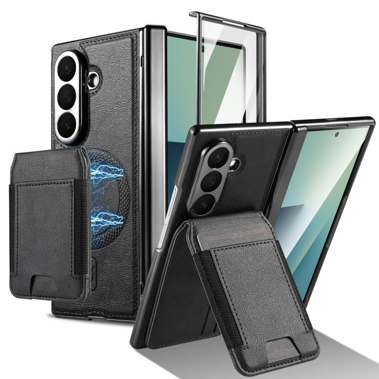 For Galaxy Z Fold8 Ultra 5G 2‑in‑1 Detachable Magnetic Card Wallet Holder Protective Case(Black)