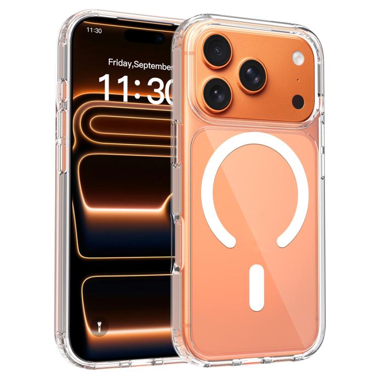 For iPhone 18 Pro Scratch-proof Acrylic 2.0mm Crystal Magnetic Phone Case(Transparent)