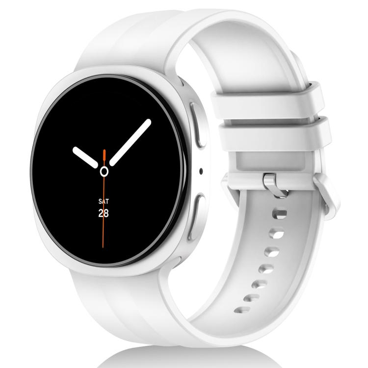 For Galaxy Watch9 / 8 / 8 Classic xDfind Solid Color Vertical Striped Silicone Watch Band, Size:S(White)