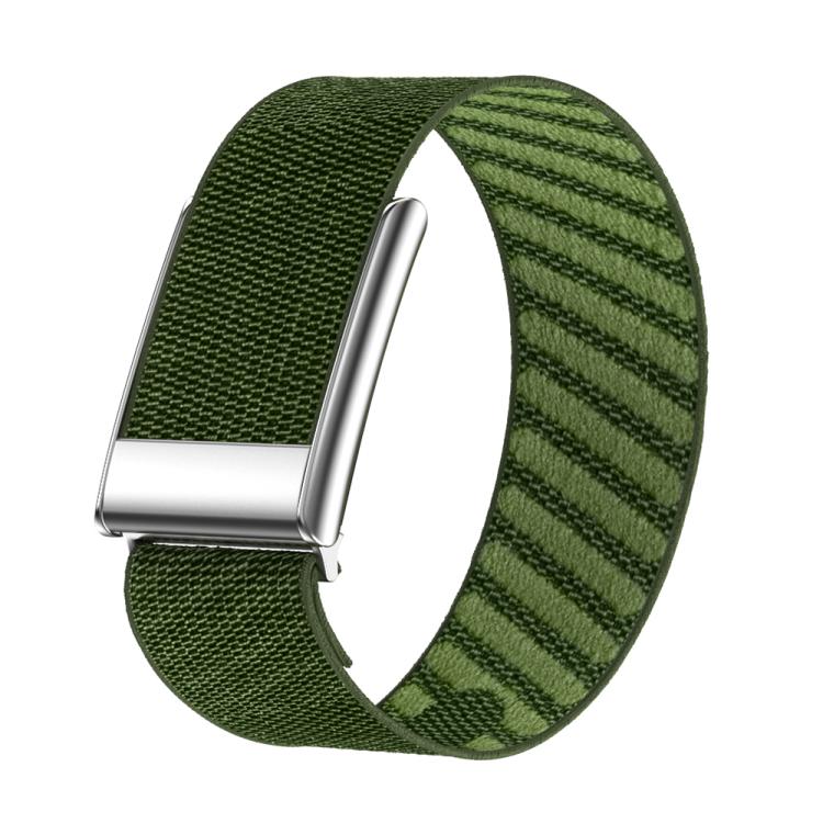 For WHOOP 5.0 Electrocardiogram Stretch Nylon Woven Watch Band(Dark Gren Silver)