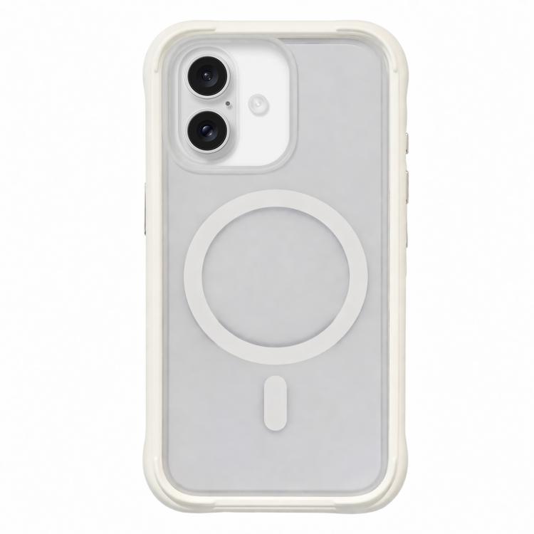For iPhone 18 Silicone Frame Bumper Magnetic Frosted Back Panel Phone Case(White)