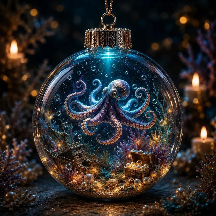 Wild Life Crystal PET Ornament, Type:Octopus Model A
