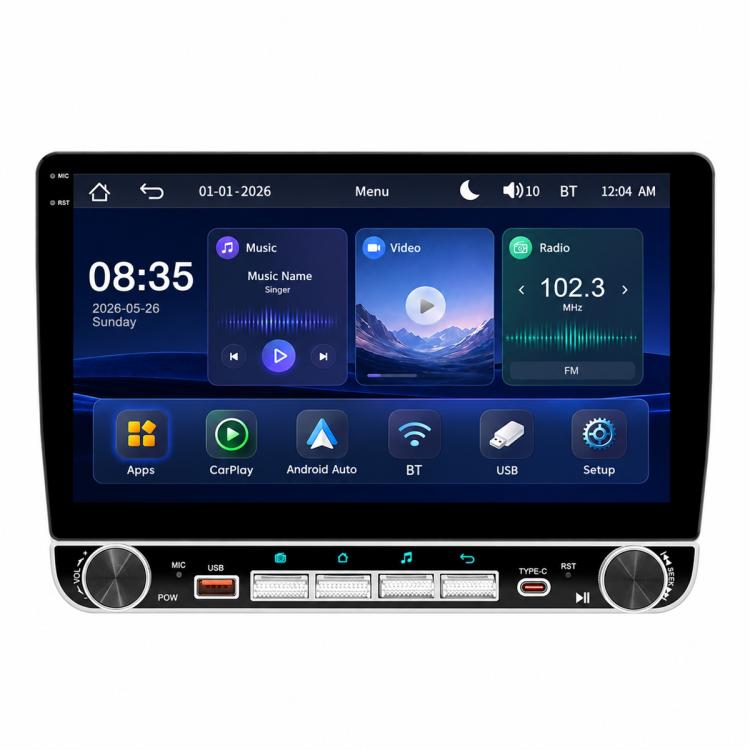 10.1 inch IPS Double-DIN Car MP5 Player Wireless CarPlay/Android Auto Bluetooth HD Display(Black Red)