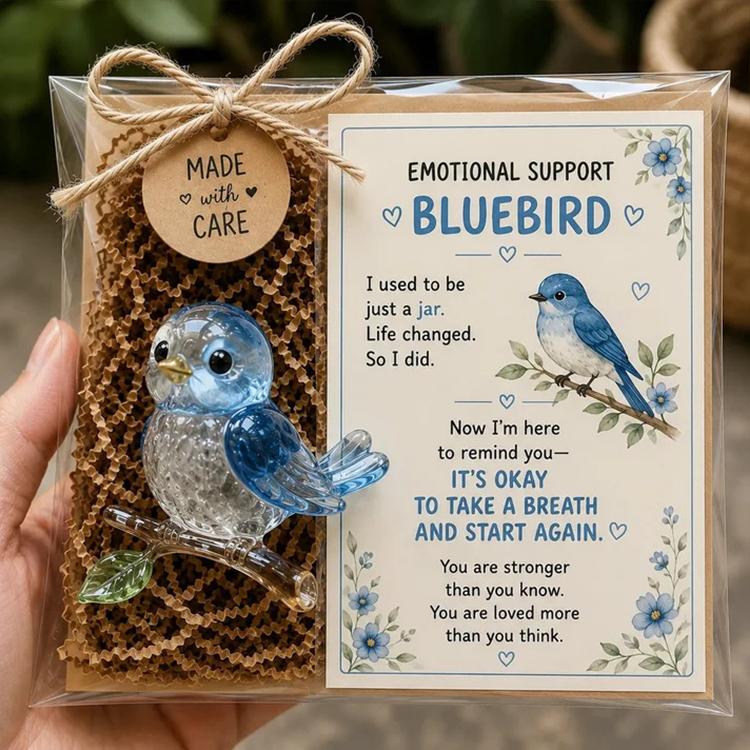 Emotional Support Glass Animal Gift Glassware Animal(Bluebird)