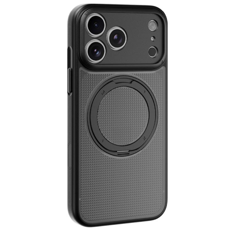 For iPhone 18 Pro MOMAX SOMA Crystal Ice Cube Rotating Invisible Holder Magnetic Phone Case(Black)